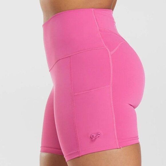 Gymshark Legacy Ruched Tight Pink Adjustable Side Workout Shorts SOLD OUT ONLINE - Picture 5 of 12